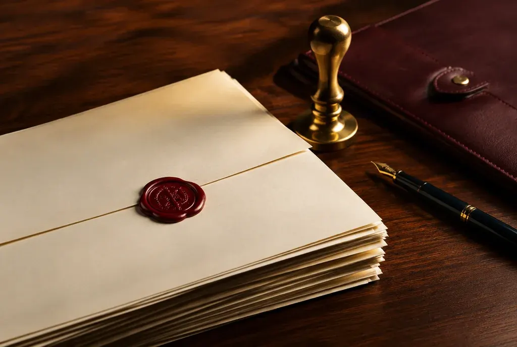 Legal documents with a wax seal