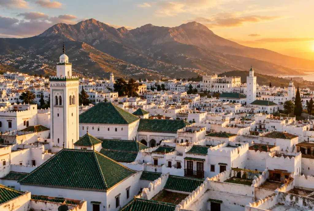 The white medina of Tétouan with the Rif mountains